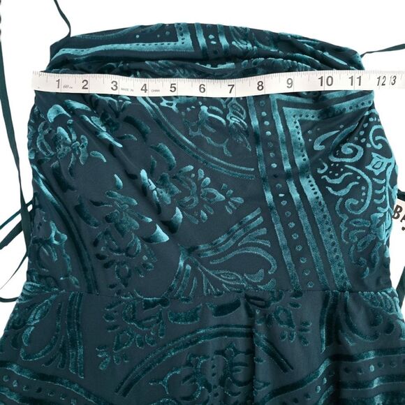 Urban Outfitters NWT UO Lexi Dress Mini Teal Turquoise‎ Velvel Burnout Size XS - Picture 9 of 9
